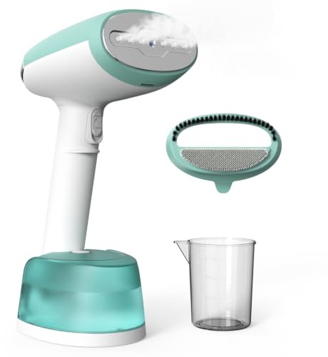 Ferro da Stiro Verticale, Stiratore a Vapore Portatile 1500W con Serbatoio 365ml, 2 Modalità Vapore, Spazzola per Tessuti, Vaporetta da Viaggio per Casa e Ufficio, Pronto in 25 Secondi