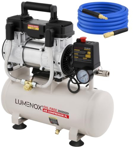 9L Air Compressor, 190L/Min@7Bar,Portable Air Compressor with 10M air Hose, Oil Free 1100W/1.5HP| Low Noise with 60dB | Compact & Portable for Tyre Inflation, Paint Spraying, Nail Guns & Air Tools