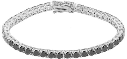Gold Gala Tennis Armband 925 Sterling Silber mit Schwarze Zirkonia