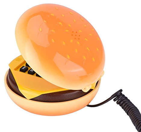 VBESTLIFE Téléphone Fixe, Téléphone Filaire en Forme de Hamburger émulational nouveauté Compatible pour Les Amis, Les familles, Decoration de la Maison etc