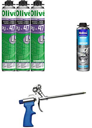 Set di 3 spugne espansive in poliuretano da 750 ml per pistola + 1 pistola + 1 detergente