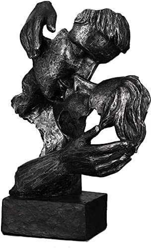 Casablanca Skulptur Addiction, Deko Figur Anthrazit, Schwarz, Silber, Kunstharz Statue Wohnzimmer, Büro Dekoration H. 28 cm x B. 18,5 cm - Moderne Skulpturen