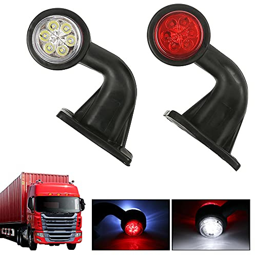Etomvoop 2Stk 12LED Seitenmarkierungsleuchten 12V-24V Weiß & Rot Ellbogen Seitenlicht Markierungsleuchten Indikator Lampen für Auto LKW Anhänger Wohnwagen