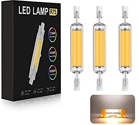 Azanaz Ampoule R7S LED 118mm Dimmable 40W, Lampe LED R7S,au lieu d'une lampe halogène 400W, source lumineuse lampe 4000LM, angle de faisceau 360°, non stroboscopique, 220V-240V (Lumière chaude (3ps)