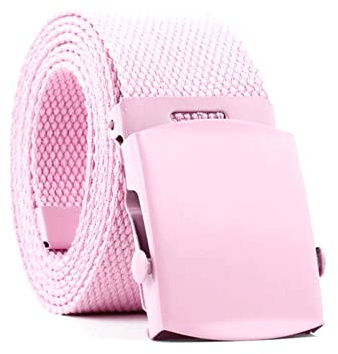 Stevenurr Männer Frauen Automatischer Canvas Gürtel Nylongürtel Verdicken Stoffgürtel Strickbund 90-140cm, Rosa