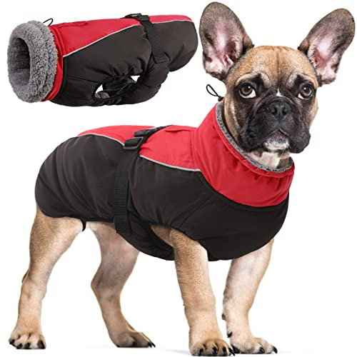 Wasserdichter Hundemantel Winter Warme Hundejacke, Hundebekleidung Outfit für kleine mittel große Hunde, Hundepullover mit Sicheren Reflexstreifen für Labrador Chihuahua Französische Bulldogge
