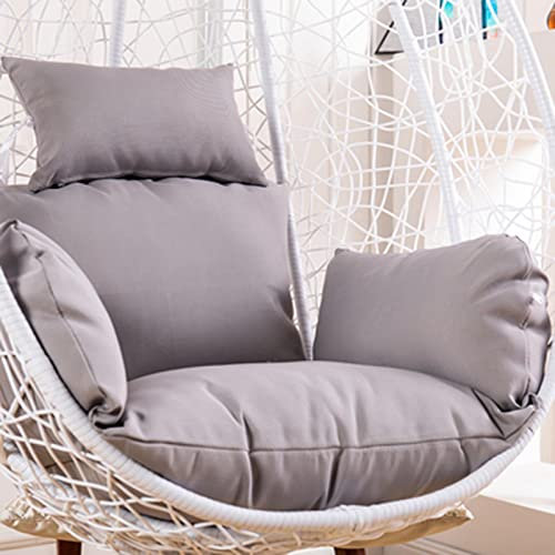 JORAsa Kissen für Egg Chair Swing, Outdoor-Hängesessel-Kissen, flauschig, wasserdicht, Ersatzbezug für Hängesessel-Kissen, Hängesessel-Kissen mit Kopfstütze und Armlehnen, grau
