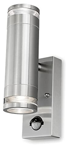 4lite Marinus Outdoor Up Down Wall Light (Stainless Steel) Rust Free IP44 Rated Motion Sensor Exterior Wall Lamp - 4L2/2306-4Yr Guarantee