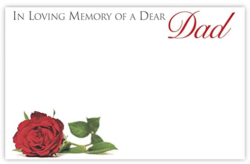 celloexpress In Loving Memory Dad (Red Rose) Flower Message Cards - 60mm x 90mm - Bereavement Florist Card Sympathy Condolences Notes (Pack of 10)