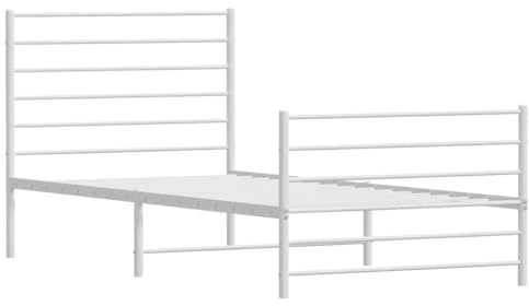vidaXL Bettgestell mit Kopf- und Fußteil Metall Weiß 100x200 cm