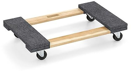 COSTWAY Base con Ruote in Legno di Acacia, Carrello a Pianale con Maniglia per Trasporto, concon Capacità di Carico di 450 kg, 77 x 47 cm