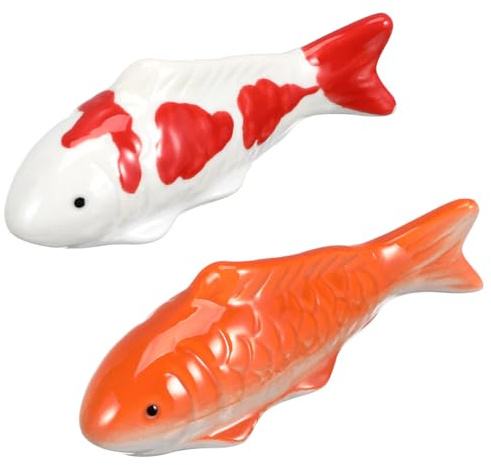 IMIKEYA Aquarium Ceramic Floating Fish 2pcs Underwater Porcelain Fish Figurines Fake Model Tank Realistic Statue Water Fountain Landscape Decoration