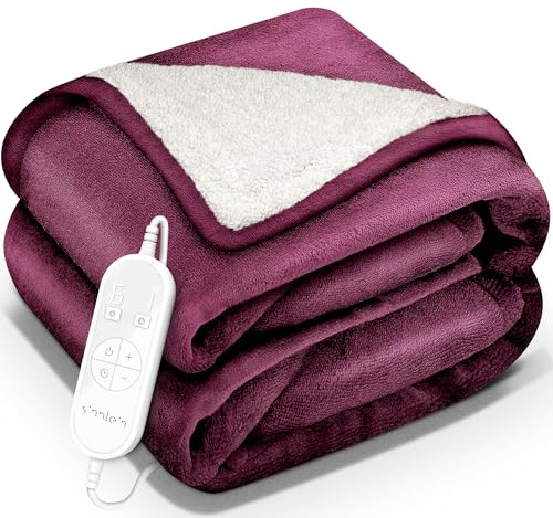 sinnlein® Heizdecke 200x180cm mit Abschaltautomatik | Wärmedecke elektrisch | Kuscheldecke mit Timerfunktion, 9 Heizstufen , Digitalanzeige & Überhitzungsschutz | Geschenke für Frauen & Männer