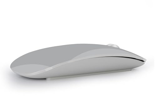 Uiosmuph Trådlös Bluetooth-mus, tyst trådlös mus, 3 lägen (Bluetooth 5.1/5.1+2.4G) Ergonomisk mus för bärbar dator, MacBook, PC, Windows, Android, iPad(Grå)