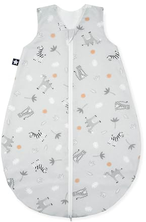 Julius Zöllner Schlafsack Jersey, warme Füllung 2,5 TOG, waschbar bei 60°C, Made in Germany, OEKO TEX Standard 100, Savanne grau, Gr. 50/56