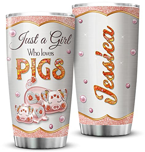 Insulated Travel Cup 590ml Insulated Travel Mug with Straw and Lid Thermal Coffee Cup for Sister Christmas Valentine's Day Pig Custom
