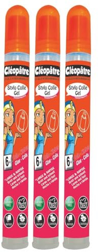 CLÉOPÂTRE Lot de 3 Stylos Colle transparente Gel en 20 gr