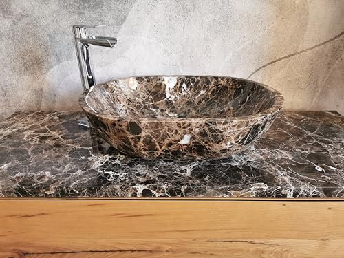 Lavabo in marmo Emperador Dark Misura 55x38x15cm FOTO REALI DEL LAVANDINO,lavabo ovale in marmo,lavabo di design in marmo,lavabo da appoggio