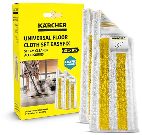 Kärcher Universella golvrengöringsdukar till EasyFix, 2 högabsorberande dukar av mikrofiber, enkelt kardborrefäste, originaltillbehör för EasyFix-golvmunstycket till Kärchers ångtvätt