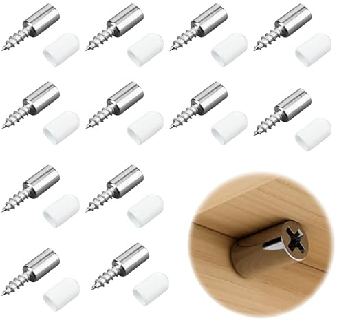 JCUGSBS 12 Stück Regalbodenträger,7.5mm Bodenträger Selbstschneidende Schraube Einlegeboden Halter Regalbodenhalter mit Transparenter Anti-Rutsch-Abdeckung für Schrank Bücherregal Schaukasten Möbel