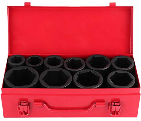 10pcs 3/4 Drive Impact Socket Set 6-Point Chrome-Molybdenum Steel Metric Deep Impact Socket Set 22mm 24mm 27mm 30mm 32mm 36mm 38mm 41mm 46mm 50mm