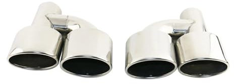 Tail Pipe Muffler 1pair Car Exhaust Tip 63mm Inlet Chrome Silver Stainless Steel 201 240mm Outlet Dual Exhaust Pipe End Tips Exhaust Tailpipe Muffler (Color : EJ30213b-LR-AG)