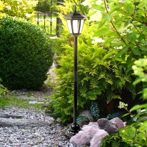 Garden Mile Large Outdoor Solar Lamp Post Lights - 1.1m Solar Powered Victorian LED Garden Lamp Post Durable Outdoor Lights Solar Powered Waterproof for Garden, Pathway, Driveway, Entrance