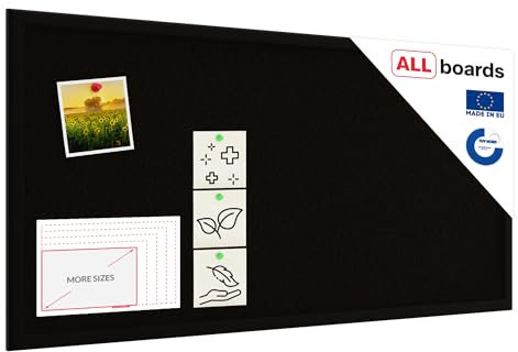 Tableau en liège noir 80×40 cm Cadre en bois laqué NOIR, Tableau d'Affichage Liège, Tableau pour Épingles
