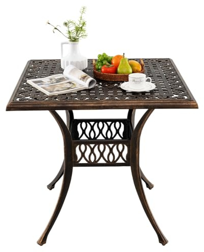 GIANTEX Tavolo da Giardino Con Foro di Ombrellone φ5 cm - da Balcone 80 cm, Bistrot in Alluminio Pressofuso Con Piedini Regolabili, da Terrazza Resistente