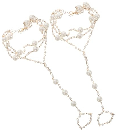 MOBUTOFU 2 St Pärlhalsband Med Tofsar Fotlänkar För Kvinnor Fotarmband För Kvinnor Pärlhalsband Med Barfotasandaler Stövlar Och Armband För Kvinnor Pärlhalsband Fotsmycken Med