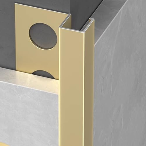 Perfil de esquina de aluminio para azulejos – Perfil angular decorativo de 90 cm para bordes de suelo y pared, 3 piezas, acabado mate