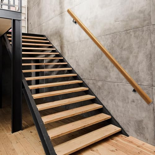 Ringhiera in legno massiccio per scale da 30 a 450 cm, per ringhiera per interni ed esterni, asta di supporto per scale, per loft e corridoi (270 cm)