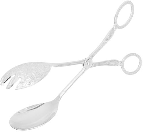 BESPORTBLE Buffet Serving Tong Salad Tongs Aluminum Alloy Metal Food Scissor Catering Barbecue Grill Tweezer for Sandwich Cake Bread Dessert Outdoor Party Silver