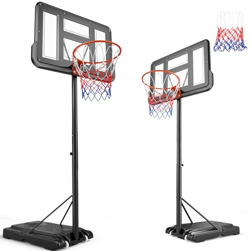 Basketballkorb Outdoor, Verstellbare Korbhöhe von 157 bis 305 cm, mit 110x71.5cm Rückwand，Transportable Basketballständer mit Rollen，Vergrößerter Basis und Rollen für Kinder Jugendliche Erwachsene