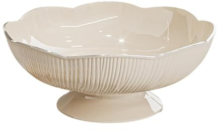 JISADER Frutero con Base, Cuenco Decorativo para Encimera de Cocina, para Mesa de Comedor, Aperitivos Y Verduras, Blanco Crema, Individual