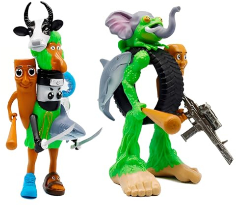 GNHG 2 Pièces Combinaison Roue d'éléphant + Roi des Animaux, Compatible Italie Brainrot Figurines,Décorations Créatives Jouets, Convient pour la Journée des Enfants, Cadeaux pour Garçons