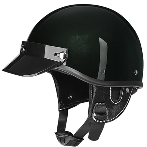 Casco Da Motociclista Retrò Caschi Cromwell Da Moto Mezzo Casco Scooter Caschi Jet E Demi-Jet Omologato DOTECE Caschi Scodella Stile Tedesco Per Adulti Uomini Donne C,L:59-60CM