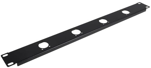 WESIEVYA 1U 4-Hole Hinged Audio Rack Mount Panel Xlr Patch Panel Cord Organizer for Network Cabinets Black 1U Rack Cable Management Holder for Studio Recording Equipment