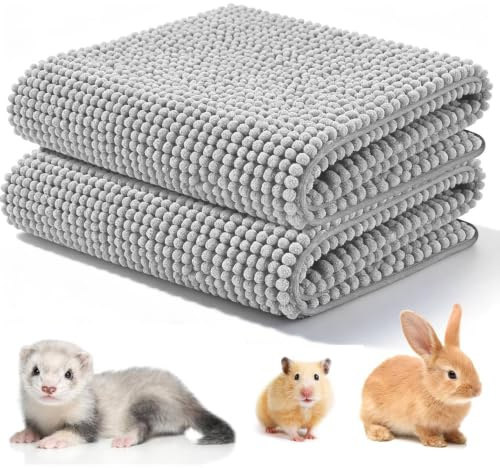 YMTWSRY 2 almohadillas para cobayas, 60 × 40 cm, almohadillas para cachorros lavables PIPI, alfombra de conejo, accesorios para animales pequeños, como conejos, cachorros, gatitos (gris claro)