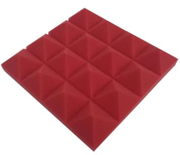 Akustikpaneele 1 stücke 25x25x5cm Pyramide Akustikschaum Schalldichte Studio Absorption Schallschutz Behandlung Wandpaneele Fliesen Polyurethan Schwamm(Red)