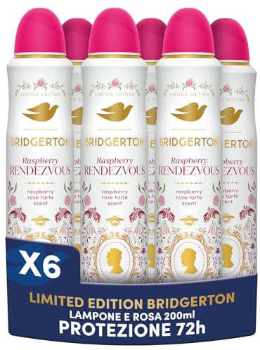 Dove Deodorante Spray Advanced Care Bridgerton Raspberry Rendezvous, Limited Edition, Protezione 72 Ore Sudore e Odori, con Pro-Ceramide Technology, Fragranza Lampone e Vaniglia, 6 Pezzi da 200 ml