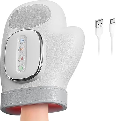 ZVD Massaggiatore Smart per le Mani con Compressione Termica Lenitiva, Dispositivo per il Massaggio del Polso con Timer Automatico, Massaggiatore Elettrico Shiatsu per il Polso (Bianco)