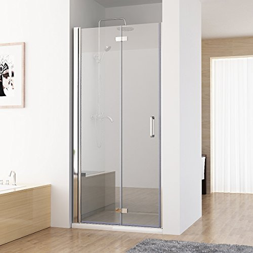 Nischentür Duschabtrennung 180° Schwingtür Falttür Duschwand Dusche NANO Echtglas 100 x 197 cm