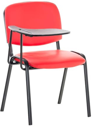 CLP Besucherstuhl Ken mit Klapptisch | Robuster Konferenzstuhl mit gepolsterter Sitzfläche und Kunstlederbezug | Farbe rot