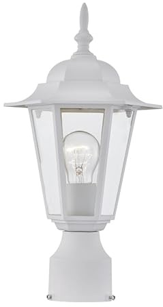 WISBEAM Mastleuchte für den Außenbereich, Mastlaterne, E26 Basis 60 W Max, Metallgehäuse plus Glas, Nasslage bewertet, ETL-qualifiziert, Leuchtmittel nicht enthalten, weiß