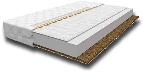 BDW MATRATZE Einzelne Schaumstoffmatratze + Buchweizen + Kokosmatte, für Ihr Baby, Kind, Jugendlicher. Mit Feuchtigkeitsbeständigem Material Bezogen. 7 cm Stark. (80 x 160 cm)