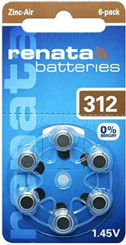 Renata Hörgerätebatterien Nr. 312 braun P312 PR41 ZL3 im 6er Blister