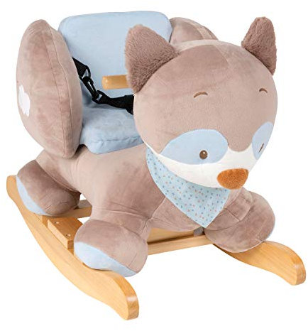 Nattou Schaukeltier Waschbär Bob, 60 x 30 x 45 cm, Jim und Bob, Grau/Blau/Weiß