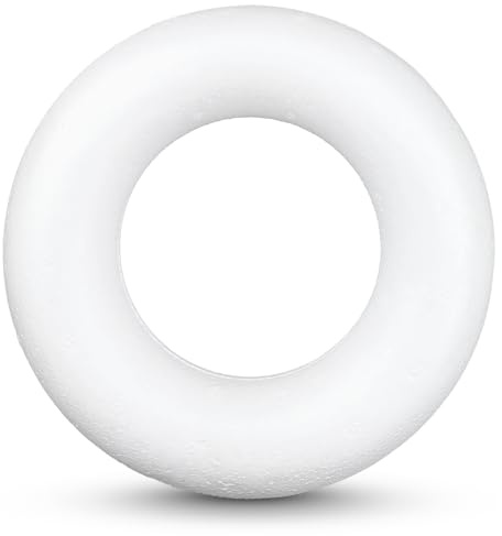 Netuno 5 Stück Styropor Ring 13 cm weiß Vollring Polystyrol Kranzrohling rund für Kränze DIY Basteln Advent Weihnachten Osterdeko Blumenkranz Türkranz Schaumkranz Dekoration