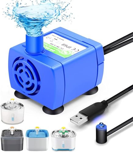 Pet Fountain Pump,UNISOPH Replacement Pump for Flower Cat Fountain Submersible Water Pump Ultra-Quiet Low Power Consumption Motor Electric Water Pump for Pet Water Fountains
